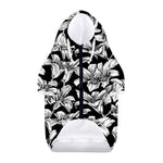 Black And White Lily Pattern Print Dog Zip Up Hoodie