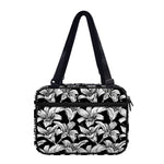 Black And White Lily Pattern Print Double Strap Bible Bag
