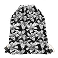 Black And White Lily Pattern Print Drawstring Bag