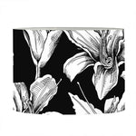 Black And White Lily Pattern Print Drum Lamp Shade
