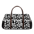 Black And White Lily Pattern Print Duffel Bag