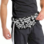 Black And White Lily Pattern Print Fanny Pack