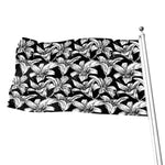Black And White Lily Pattern Print Flag