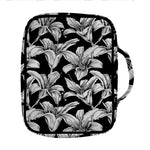 Black And White Lily Pattern Print Front Pocket Bible Bag
