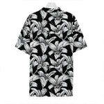 Black And White Lily Pattern Print Hawaiian Shirt
