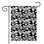 Black And White Lily Pattern Print House Flag
