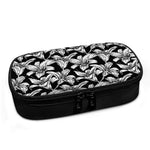 Black And White Lily Pattern Print Insulin Cooler Travel Case