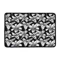 Black And White Lily Pattern Print Kitchen Mat