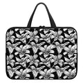 Black And White Lily Pattern Print Laptop Sleeve With Handle