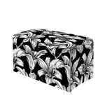 Black And White Lily Pattern Print Leather Tissue Box Cover