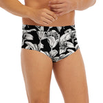 Black And White Lily Pattern Print Men's Briefs