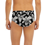 Black And White Lily Pattern Print Men's Briefs