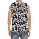 Black And White Lily Pattern Print Men's Fitness Tank Top