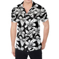 Black And White Lily Pattern Print Men's Shirt