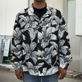 Black And White Lily Pattern Print Men's Shirt Jacket