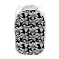 Black And White Lily Pattern Print Mesh Laundry Hamper