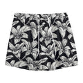 Black And White Lily Pattern Print Mesh Shorts