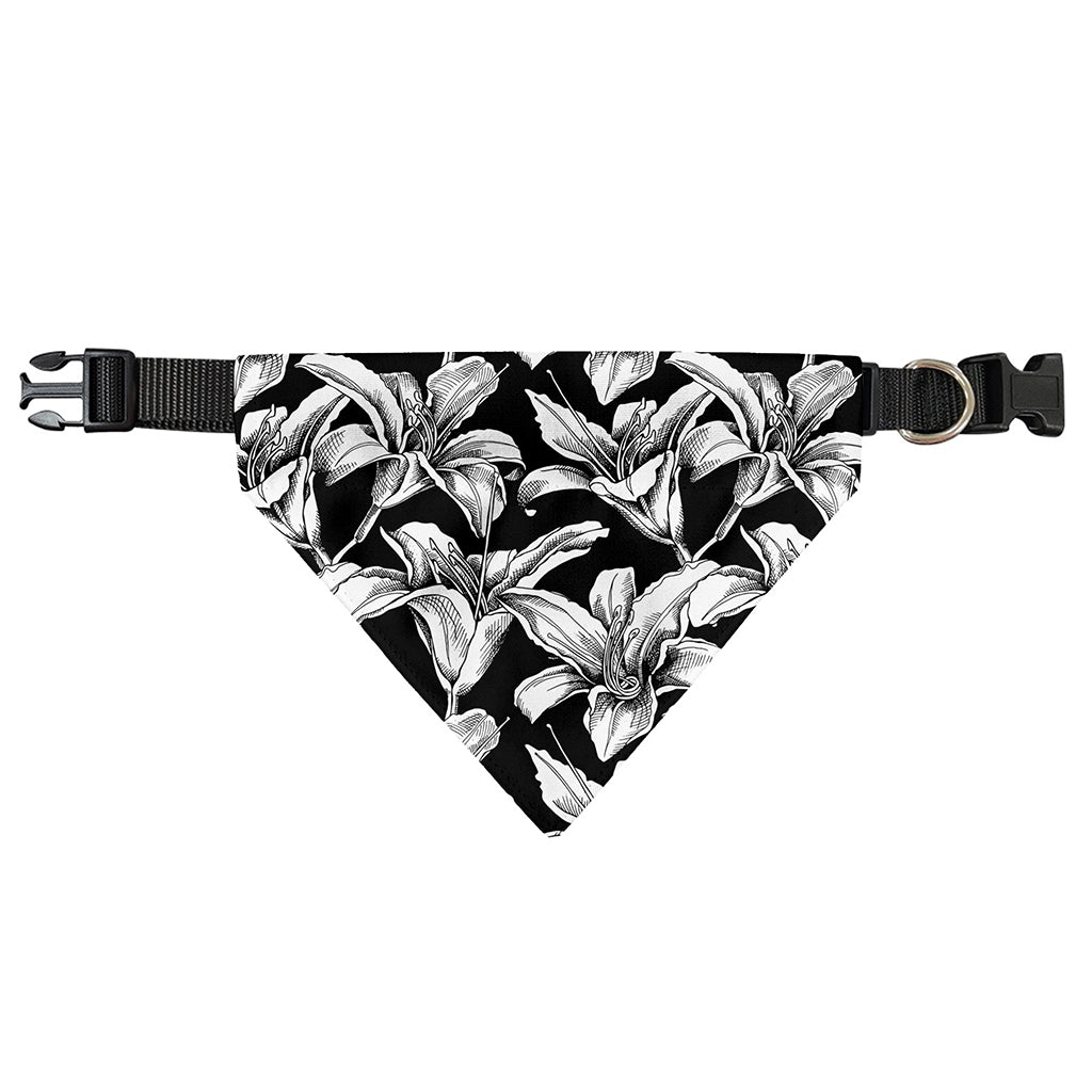 Black And White Lily Pattern Print Over The Collar Dog Bandana