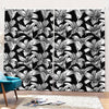 Black And White Lily Pattern Print Pencil Pleat Curtains