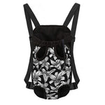 Black And White Lily Pattern Print Pet Carrier Backpack