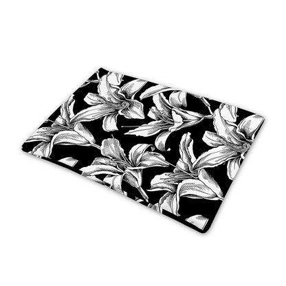 Black And White Lily Pattern Print Pet Cooling Mat Cover