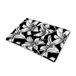 Black And White Lily Pattern Print Pet Cooling Mat Cover