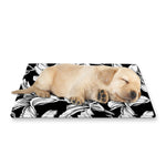 Black And White Lily Pattern Print Pet Cooling Mat Cover