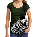 Black And White Lily Pattern Print Pet Sling Carrier