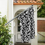 Black And White Lily Pattern Print Polyester Flag