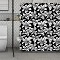 Black And White Lily Pattern Print Polyester Shower Curtain