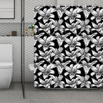Black And White Lily Pattern Print Polyester Shower Curtain