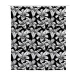 Black And White Lily Pattern Print Polyester Shower Curtain