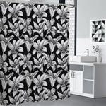 Black And White Lily Pattern Print Premium Shower Curtain