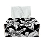 Black And White Lily Pattern Print Rectangle Tissue Box Cover
