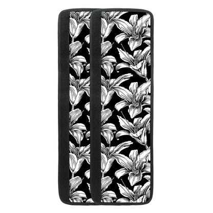 Black And White Lily Pattern Print Refrigerator Handle Covers