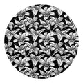 Black And White Lily Pattern Print Round Blanket