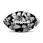 Black And White Lily Pattern Print Rugby Ball