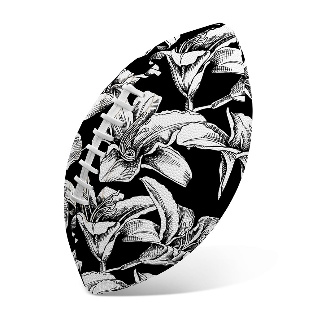 Black And White Lily Pattern Print Rugby Ball