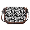 Black And White Lily Pattern Print Saddle Bag