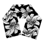 Black And White Lily Pattern Print Scarf
