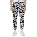 Black And White Lily Pattern Print Joggers