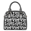 Black And White Lily Pattern Print Shoulder Handbag