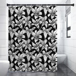 Black And White Lily Pattern Print Shower Curtain