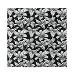 Black And White Lily Pattern Print Silk Bandana