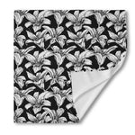 Black And White Lily Pattern Print Silk Bandana