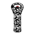 Black And White Lily Pattern Print Single Neoprene Wine Tote