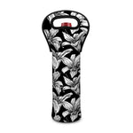 Black And White Lily Pattern Print Single Neoprene Wine Tote