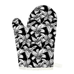 Black And White Lily Pattern Print Single Oven Mitt