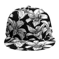 Black And White Lily Pattern Print Snapback Cap