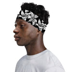 Black And White Lily Pattern Print Sports Headband